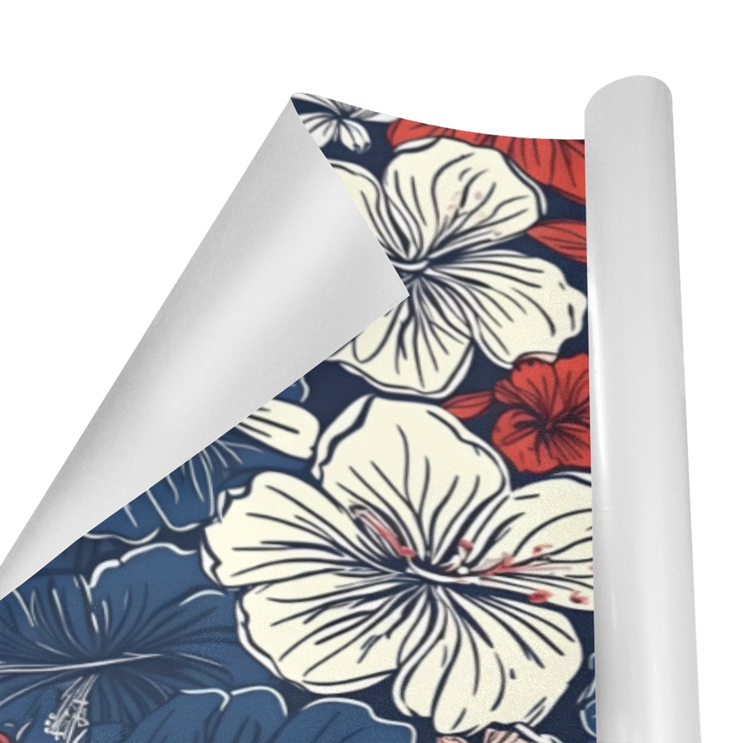 USA/American Flag Inspired Hawaiian Floral Pattern Custom Gift Wrapping Paper 58"x 22.5" (4 Rolls)
