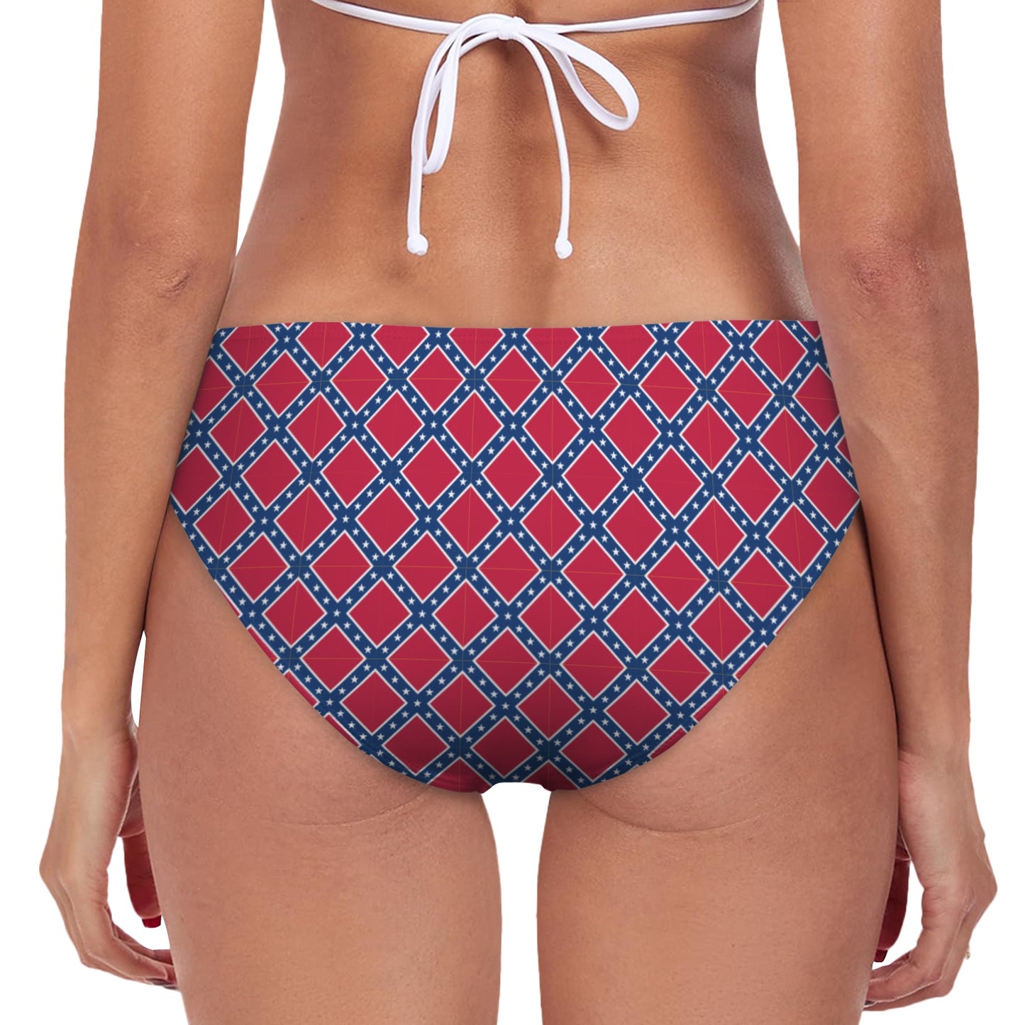 Confederate States Battle Flag Pattern High-Waisted Bikini Bottom