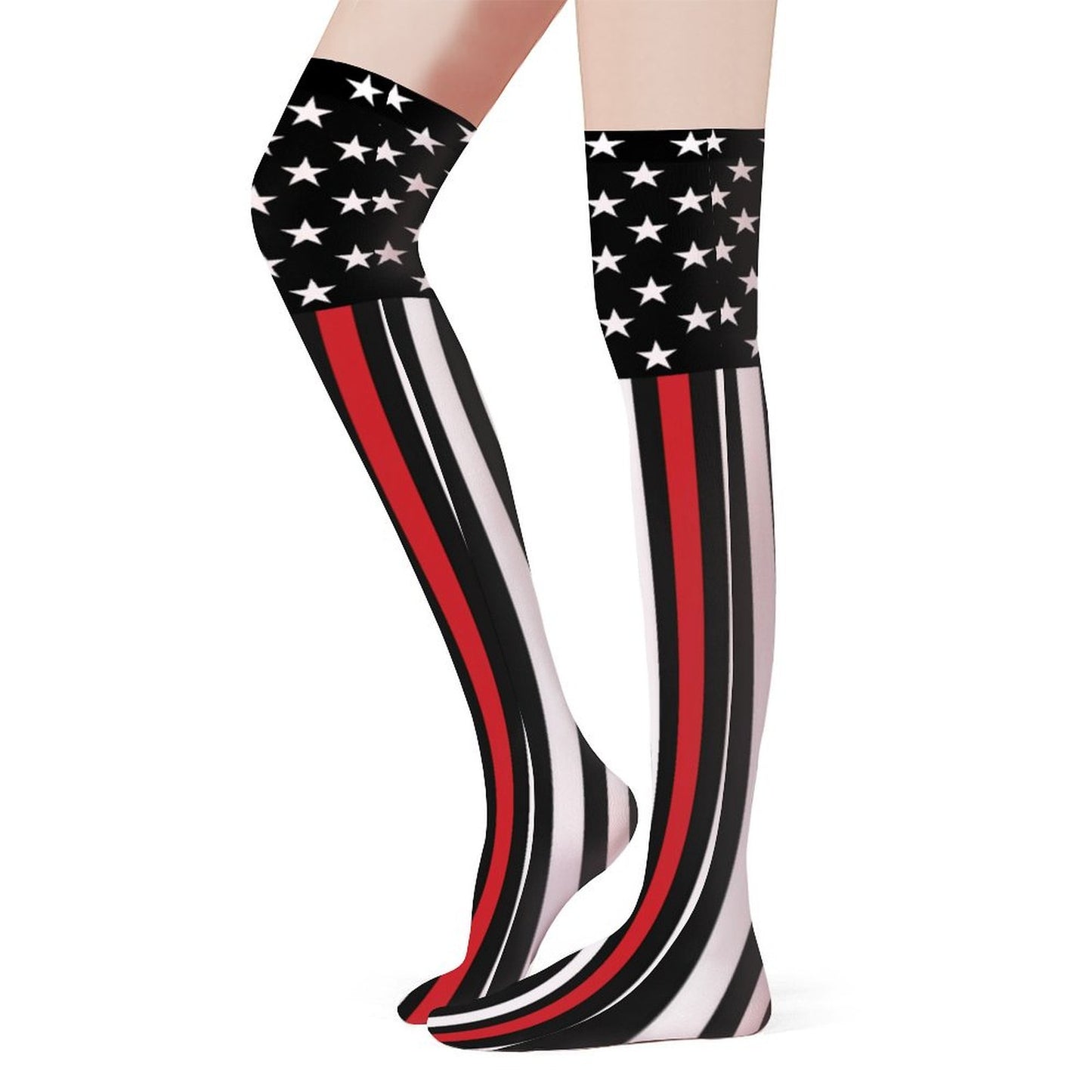 Thin Red Line Flag Trendy Stockings(Long)