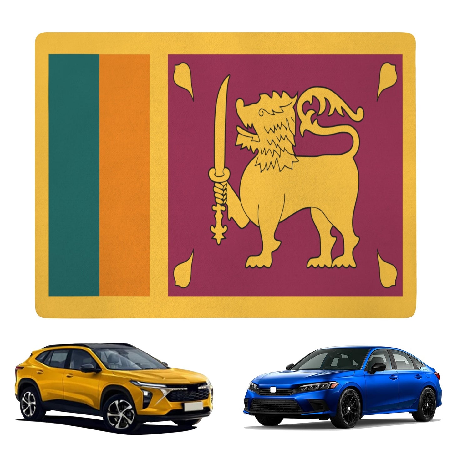 Sri Lanka Flag Inspired Car Trunk Mat 100 × 75 cm / 39.4 × 30 in Printed in the USA