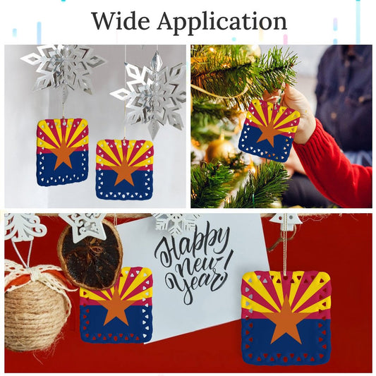 Arizona Flag Inspired Square Ceramic Ornament Made in the USA