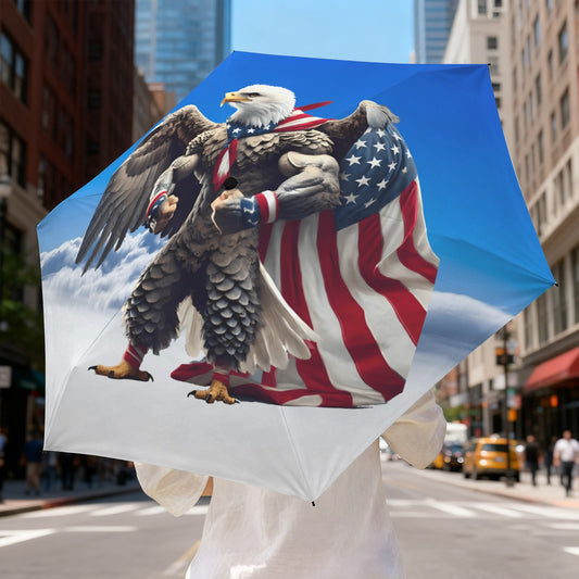 USA/American Flag Bald Eagle with Cape Mini Compact Umbrella