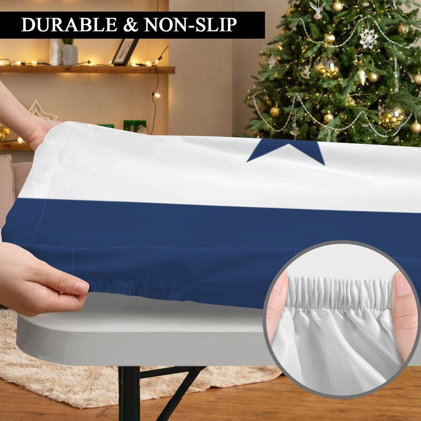Panama Flag Inspired Custom Elastic Fitted Tablecloth 72x30 inch (Made in the USA)