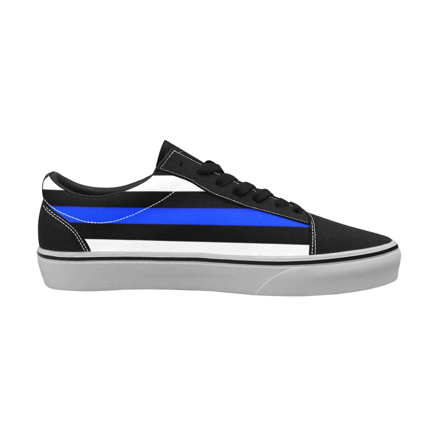 Thin Blue Line Flag Inspired Women's Lace-Up Canvas Shoes