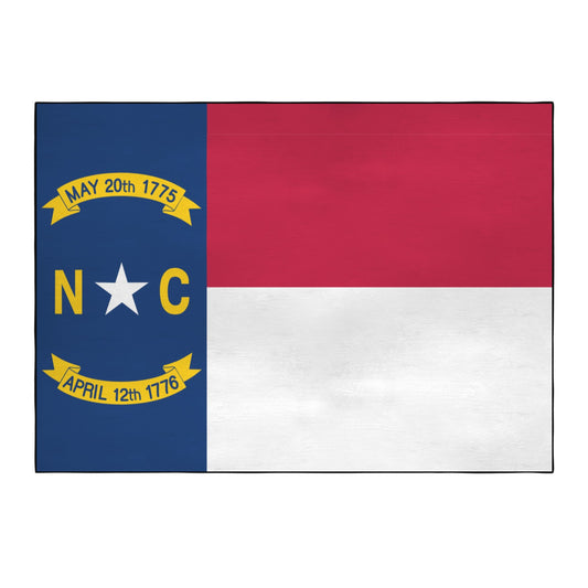 North Carolina Flag 84x60 Inch Area Rug with Black Binding (Made in the USA)