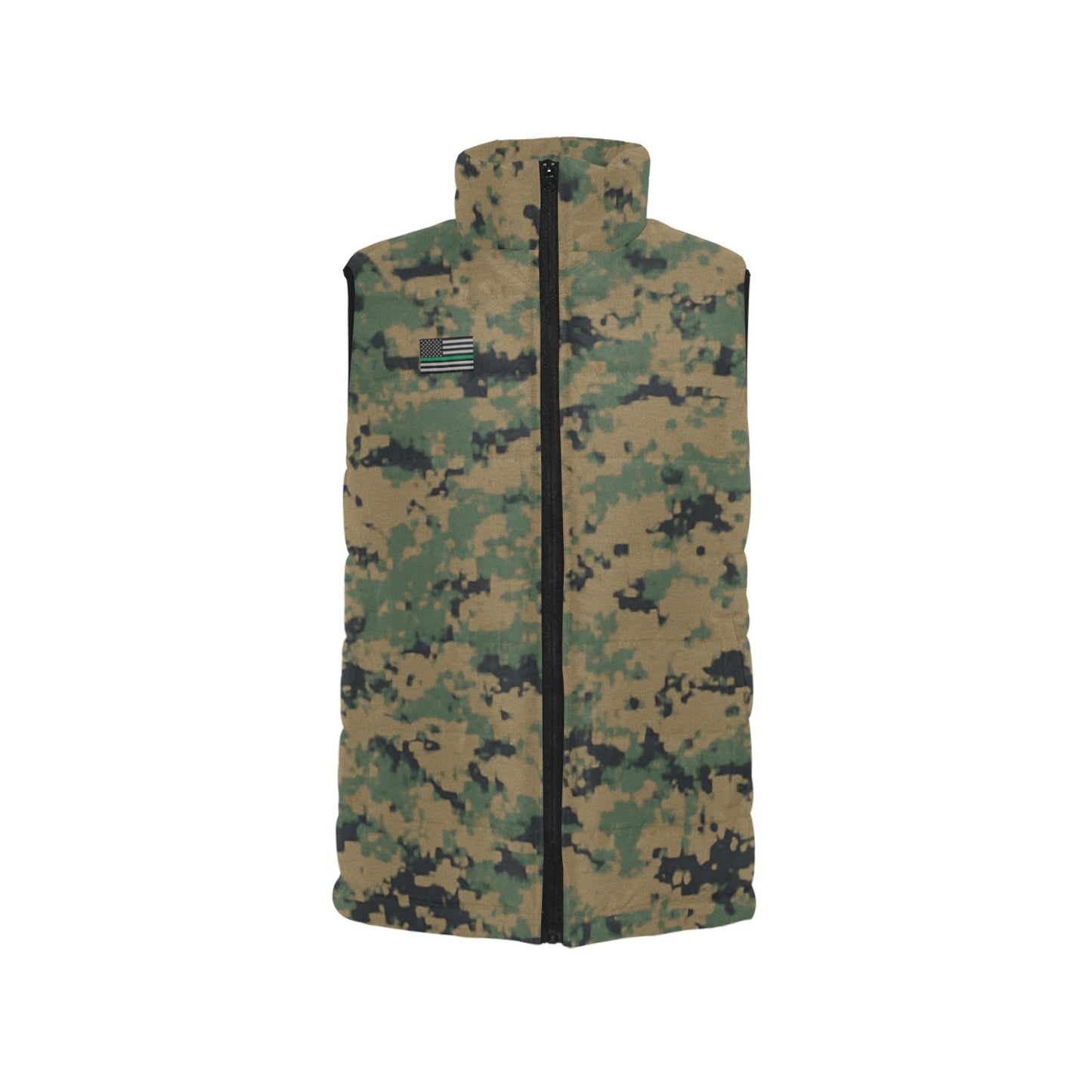 Thin Green Line Flag Inspired Eagle on Digital Camo Women's Padded Vest