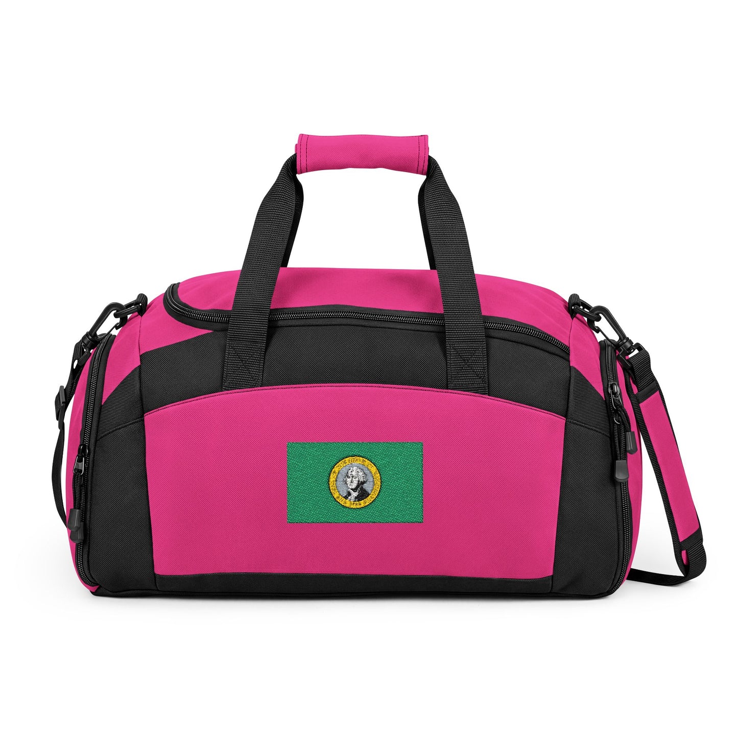 Washington Flag Gym Bag — Black Duffle with Embroidered Washington Flag