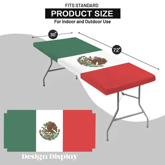 Mexico Flag Inspired Custom Elastic Fitted Tablecloth 72x30 inch  | Ships from USA