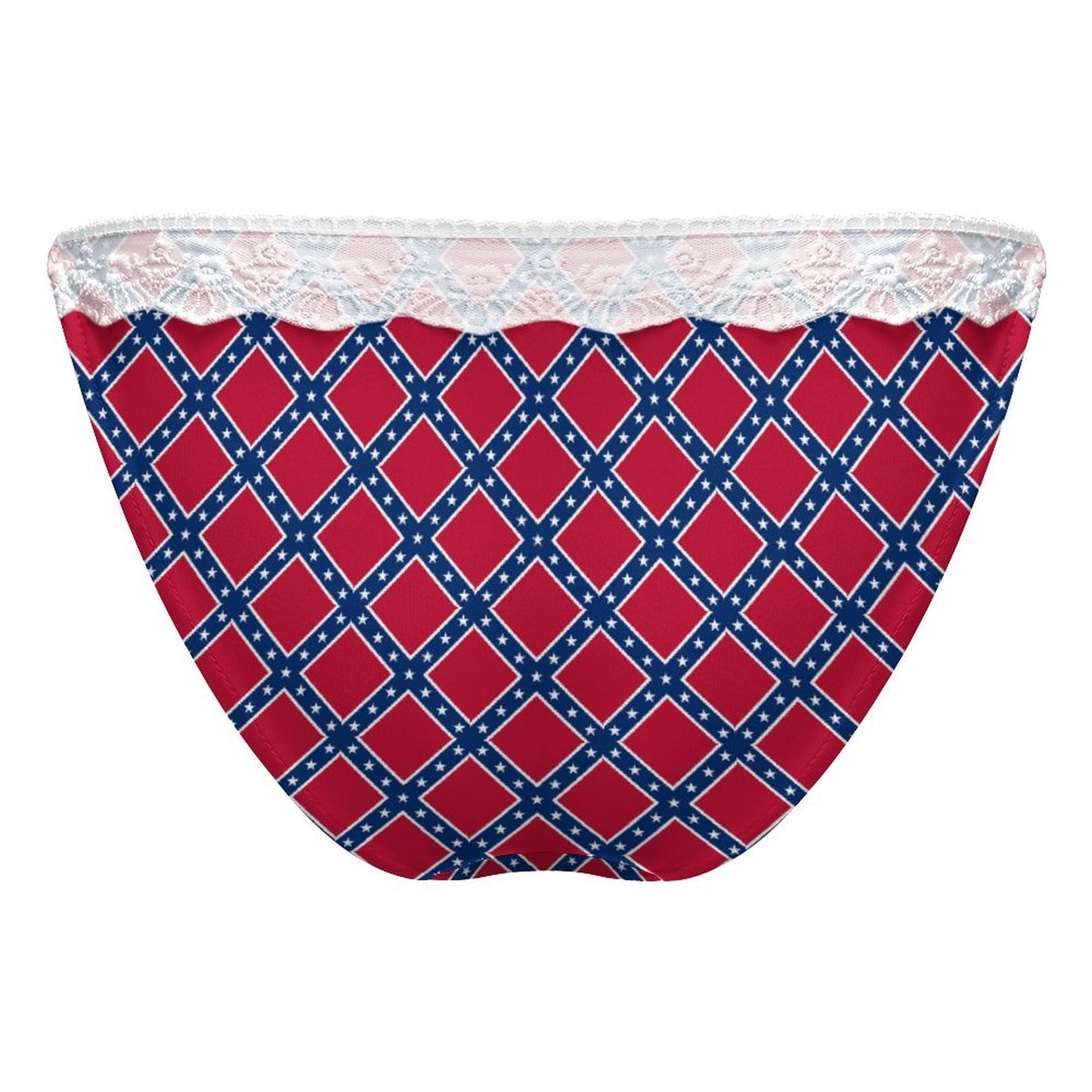 Confederate Battle Flag Inspired Pattern Lace Trim Underwear