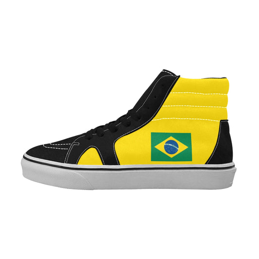 Brazil Flag Inspired Men's High Top Canvas Shoes