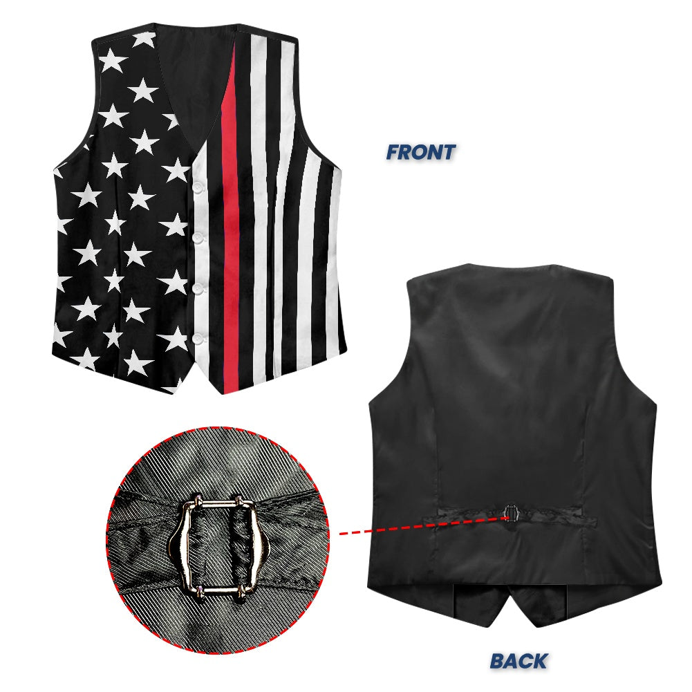 Thin Red Line Flag Inspired Suit vest jacket
