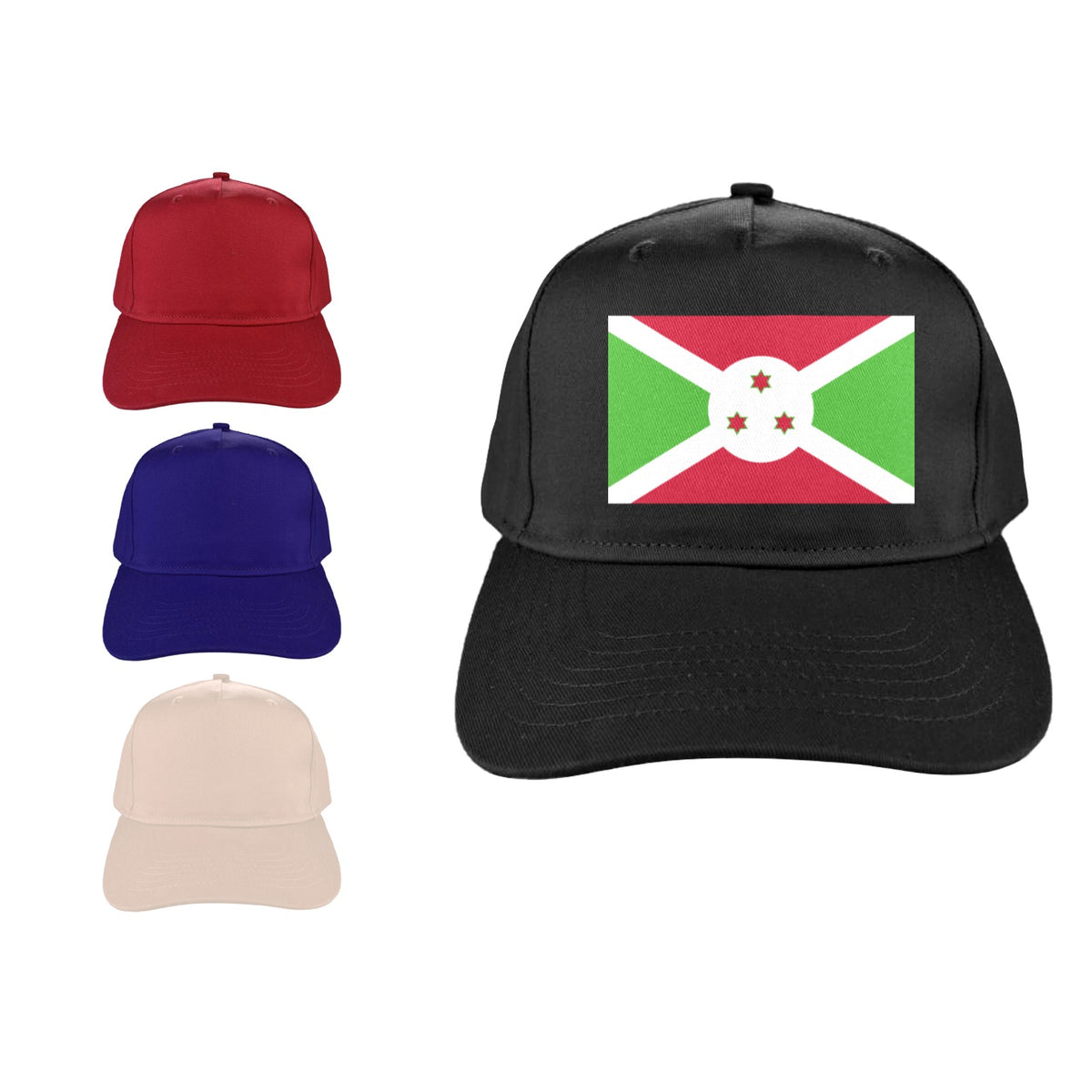 Burundi Flag Inspired Baseball Cap | Printed in the  USA