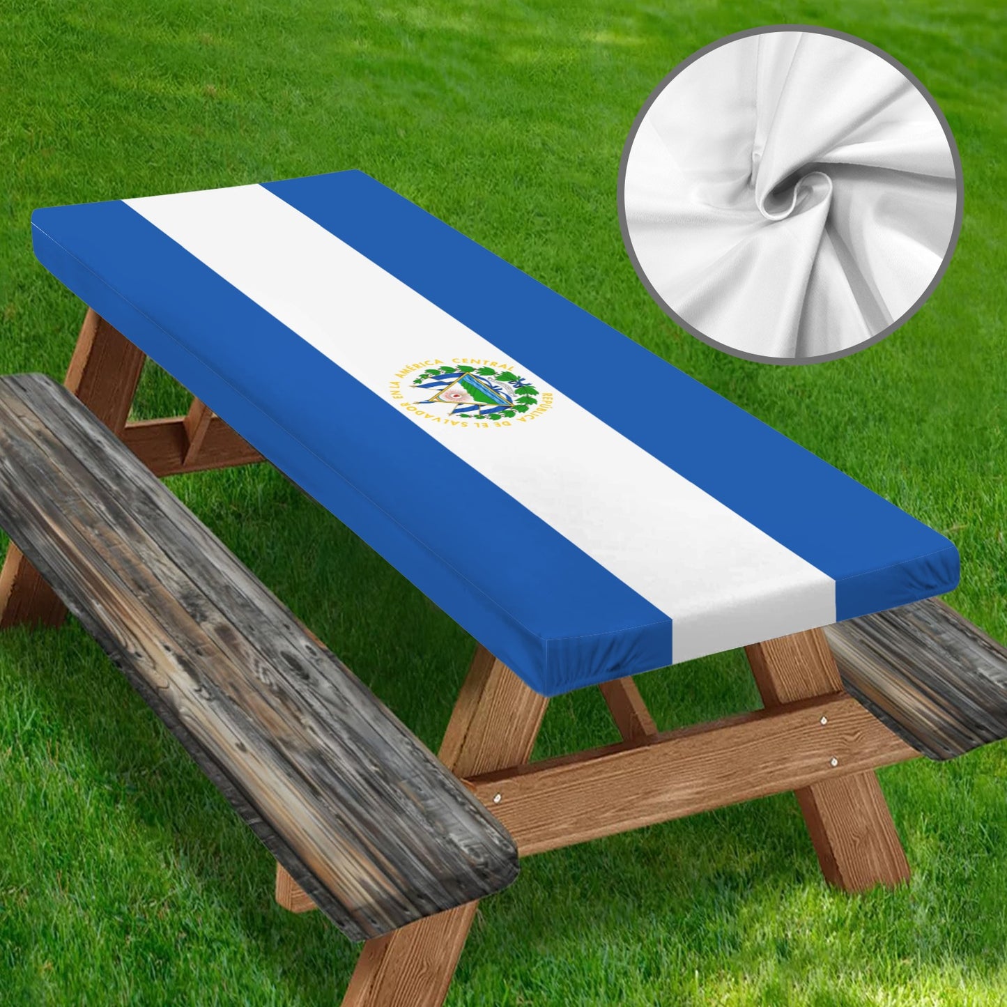 El Salvador Flag Picnic Table Cover (72" x 30") (Made in the USA)