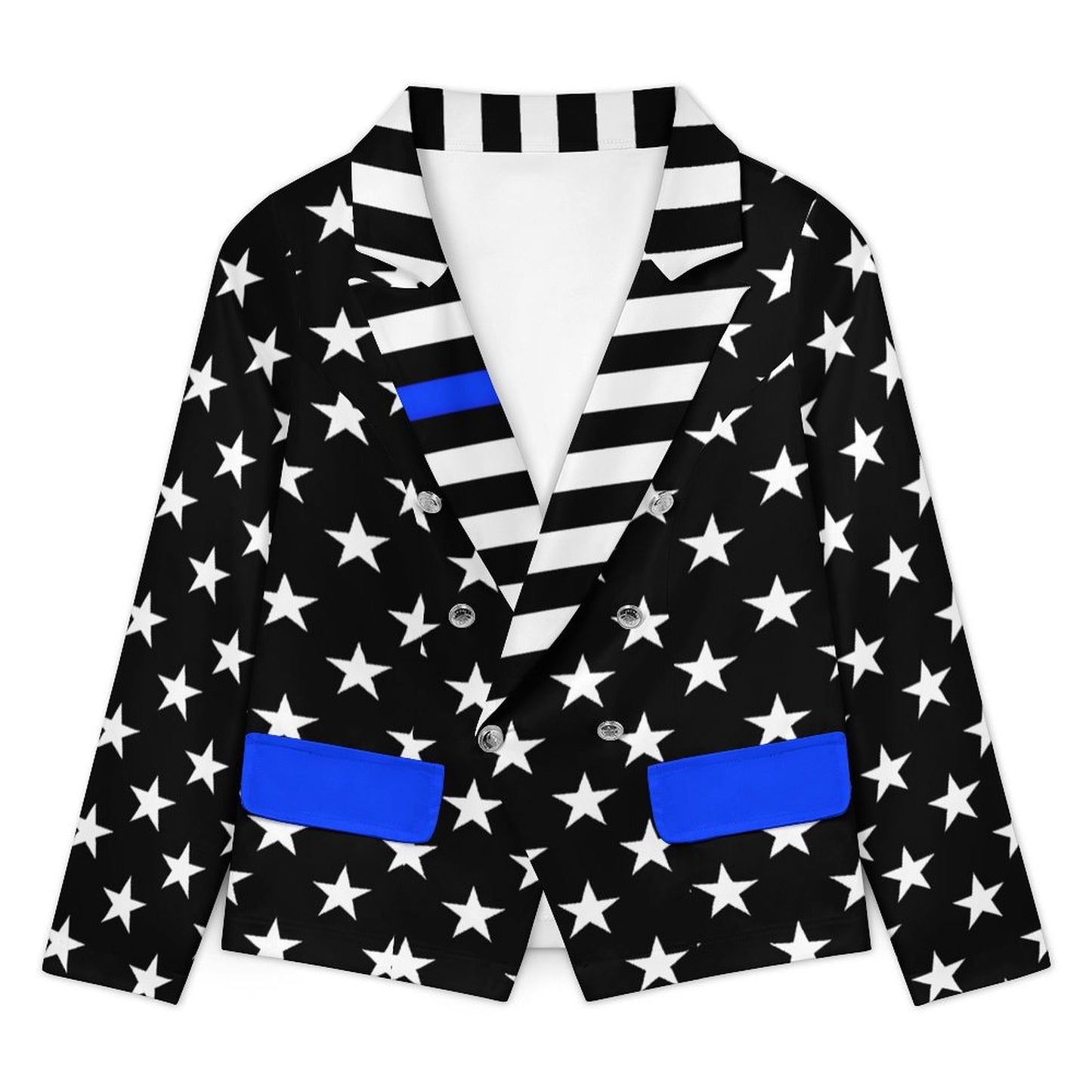 Thin Blue Line Flag Inspired Women’s Double Breasted Blazer