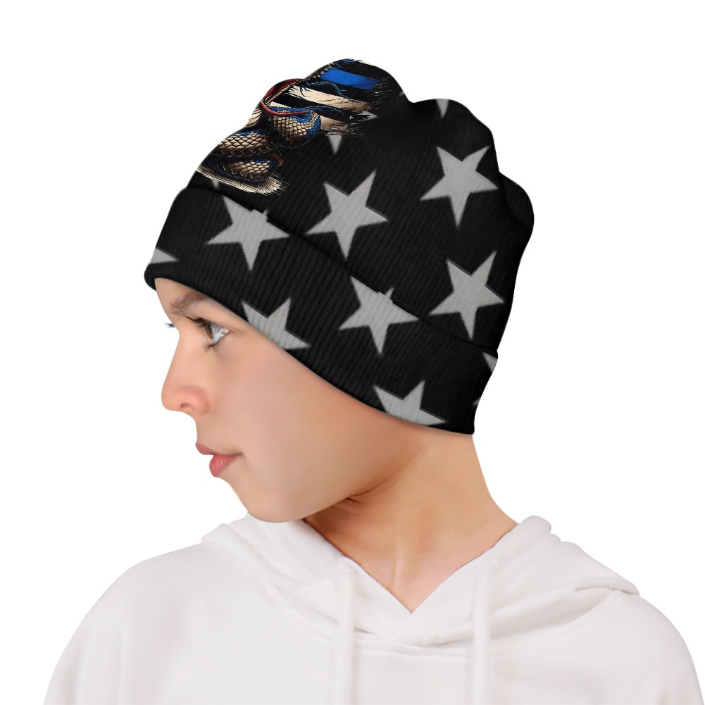 Thin Blue Line Flag Inspired Snake Kids' Beanies