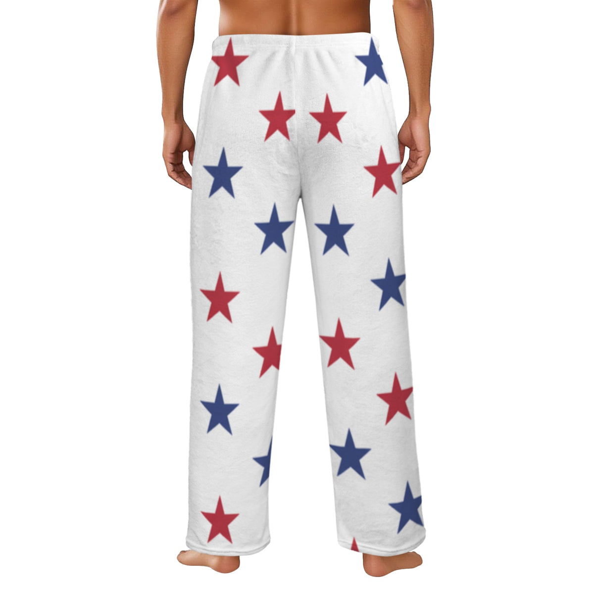 USA/American Flag Inspired Red and Blue Stars Men's Flannel Pajama Trousers Printed in the USA