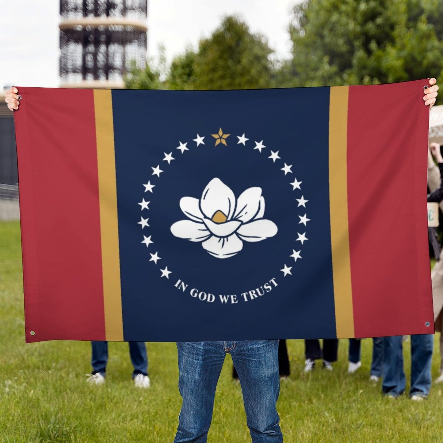 Mississippi (current) Flag Inspired Wall Mount Flag with Four Grommets (35x59 in)