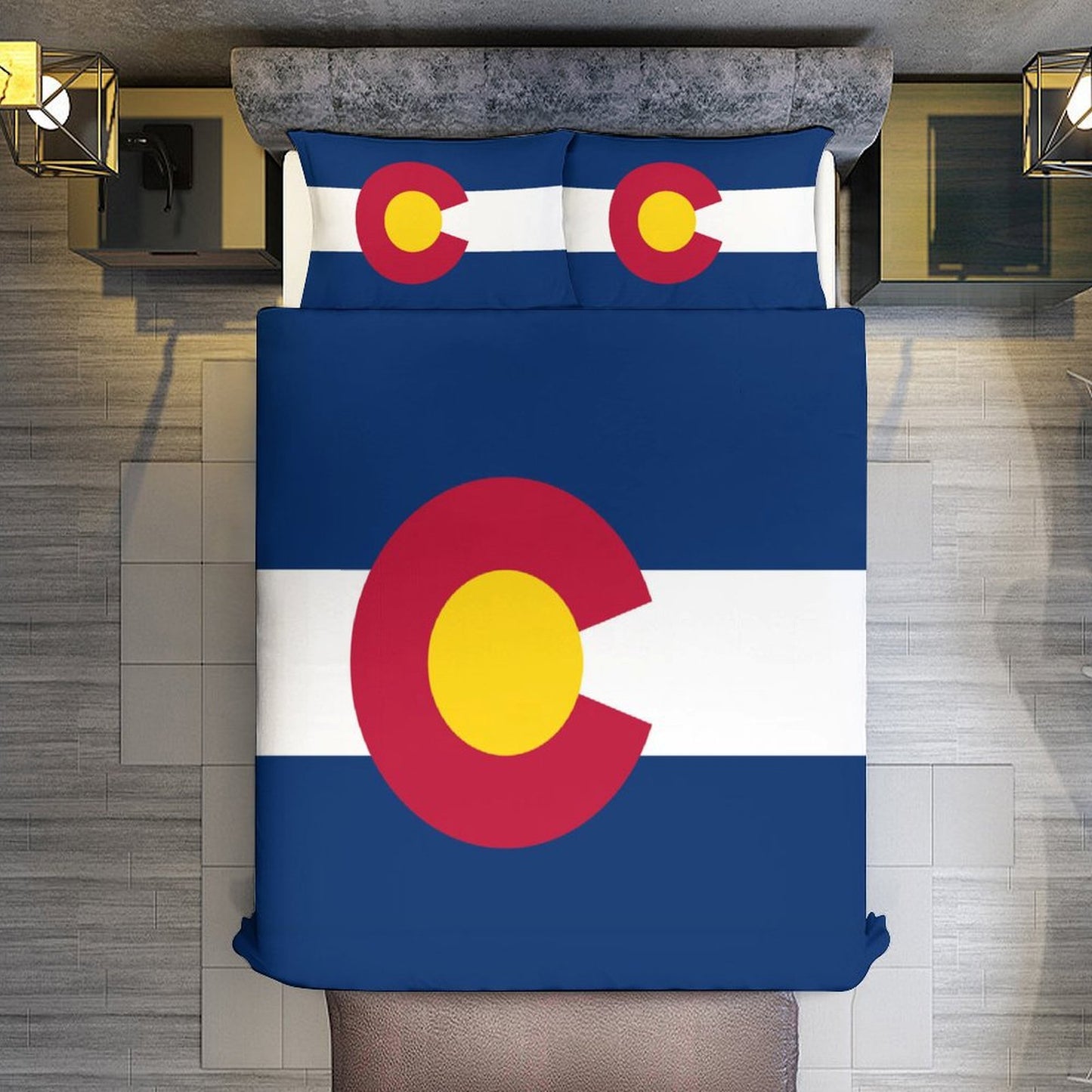 Colorado Flag Inspired 3-Piece Bedding Set (1 Duvet Cover + 2 Pillow Shams) – 102"×90"
