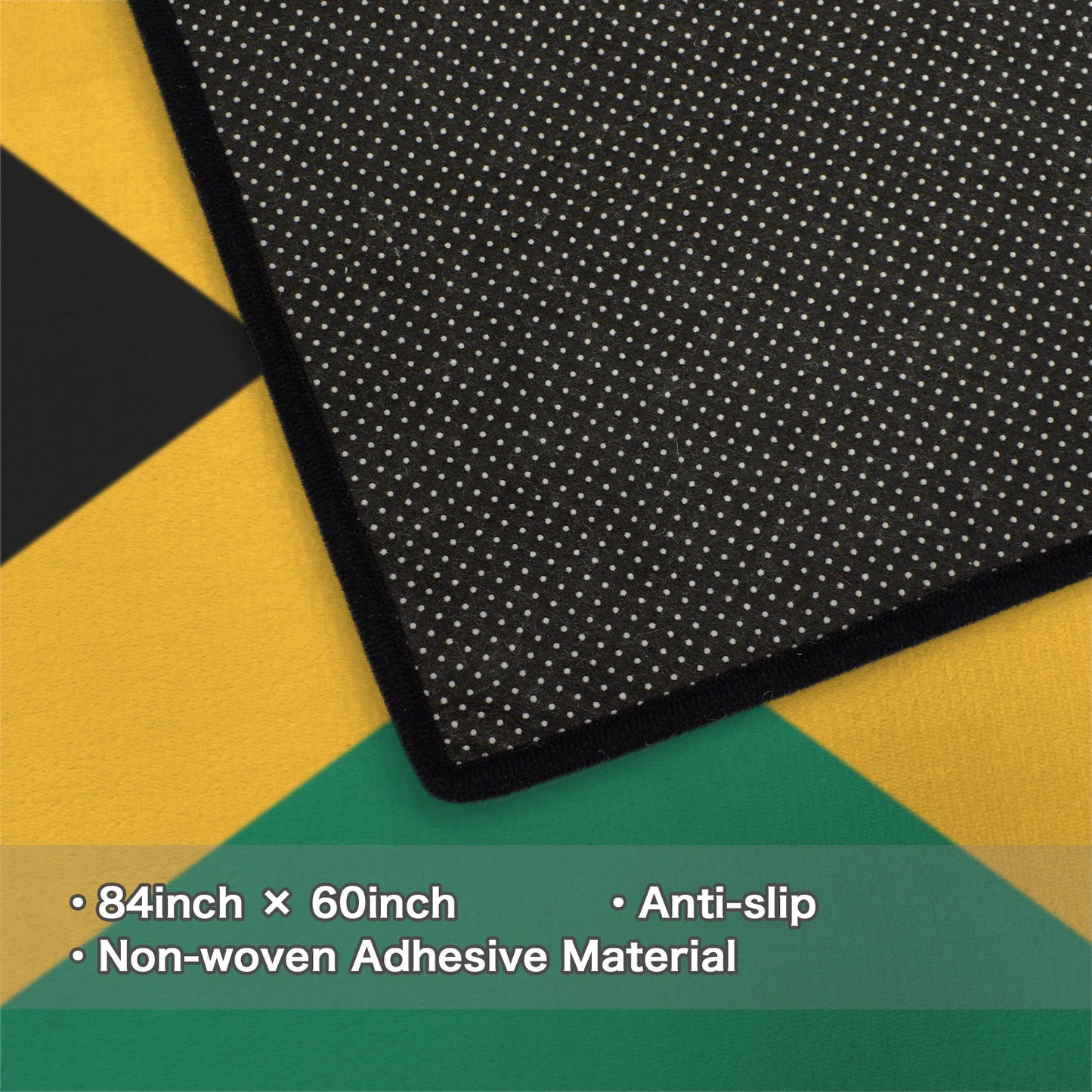 Jamaica Flag Inspired 84x60 Inch Area Rug with Black Binding (Made in the USA)