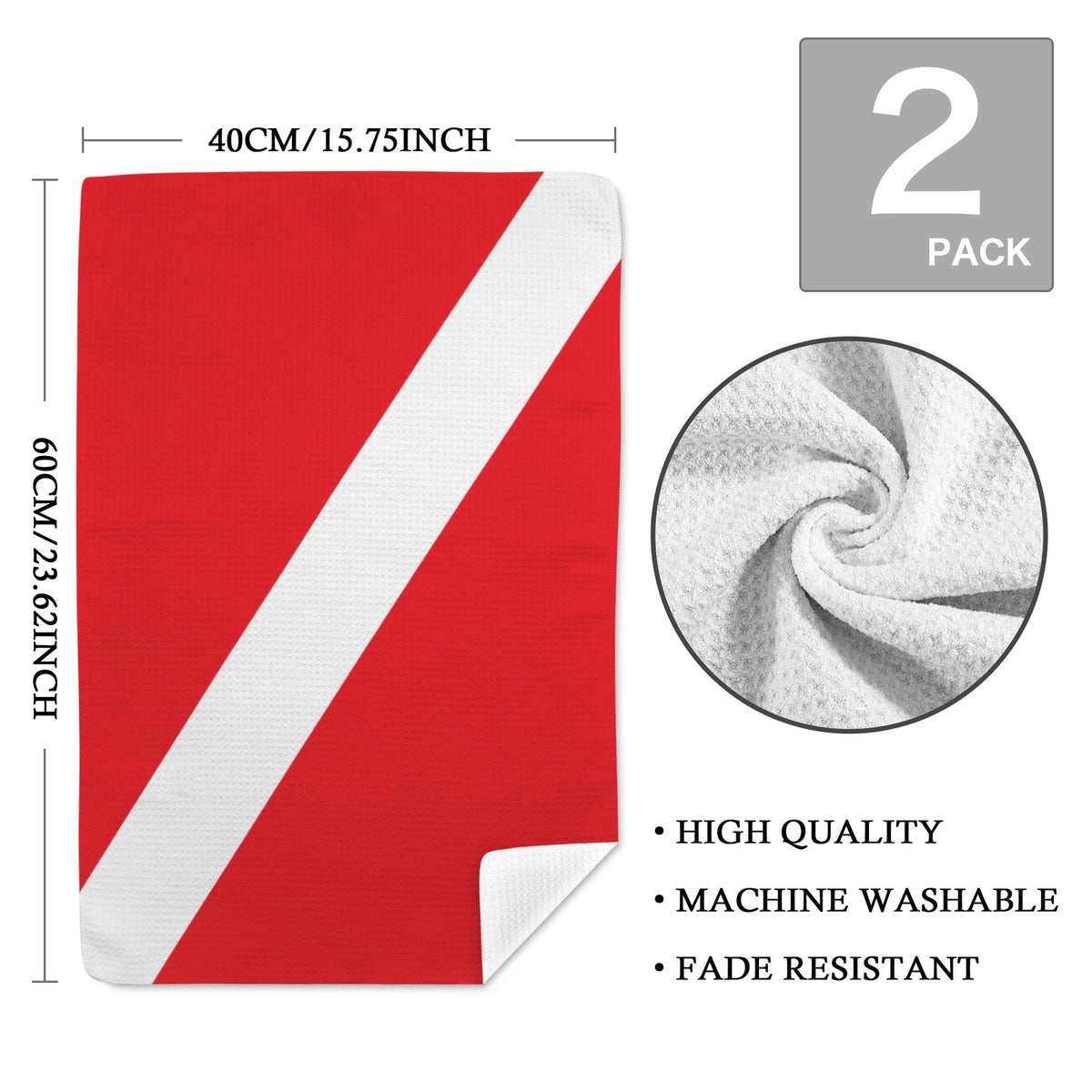 Diver Down Flag Inspired Kitchen Towel 40X60cm (Pack of 2) | Printed In the USA