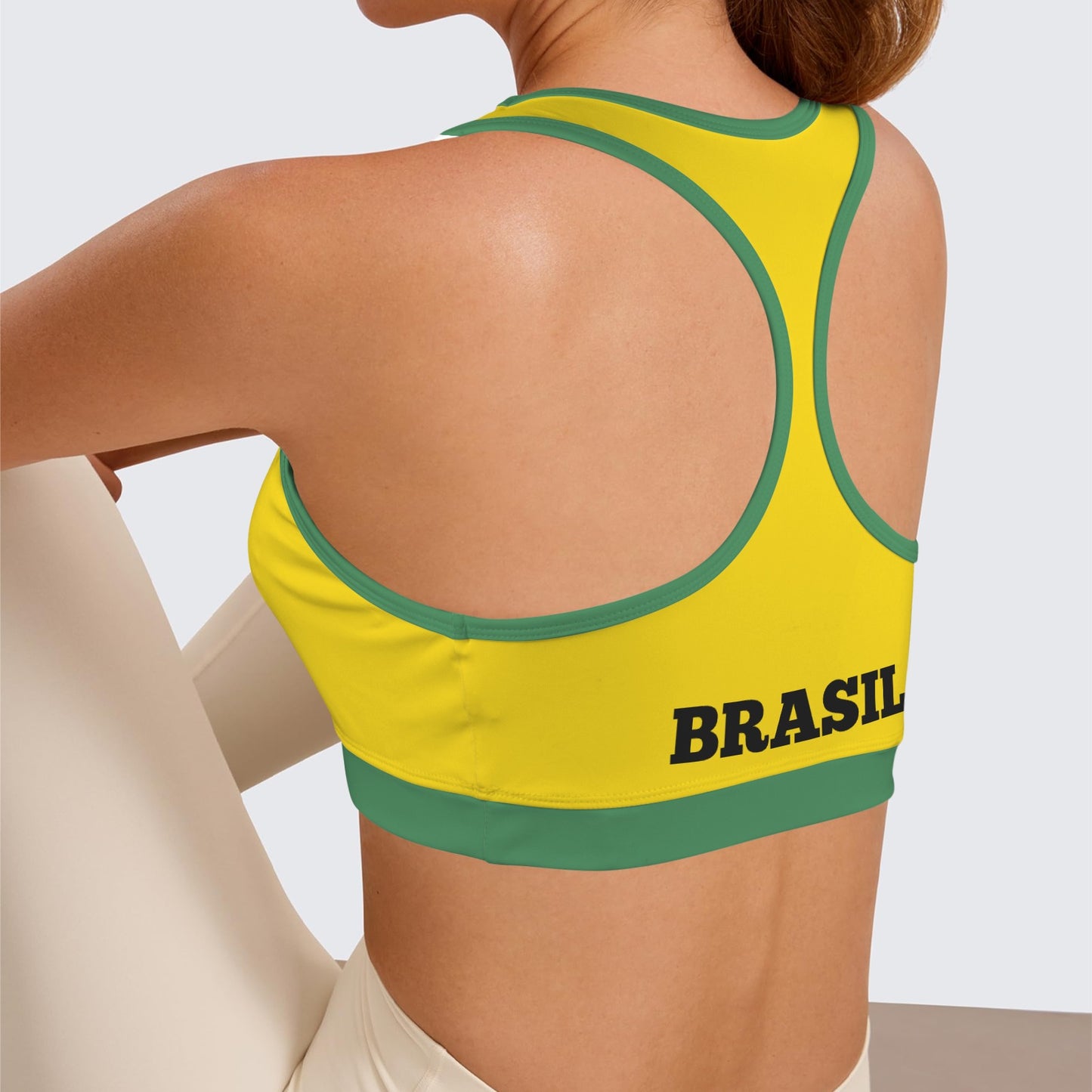 Brasil Flag Racerback Sports Bra
