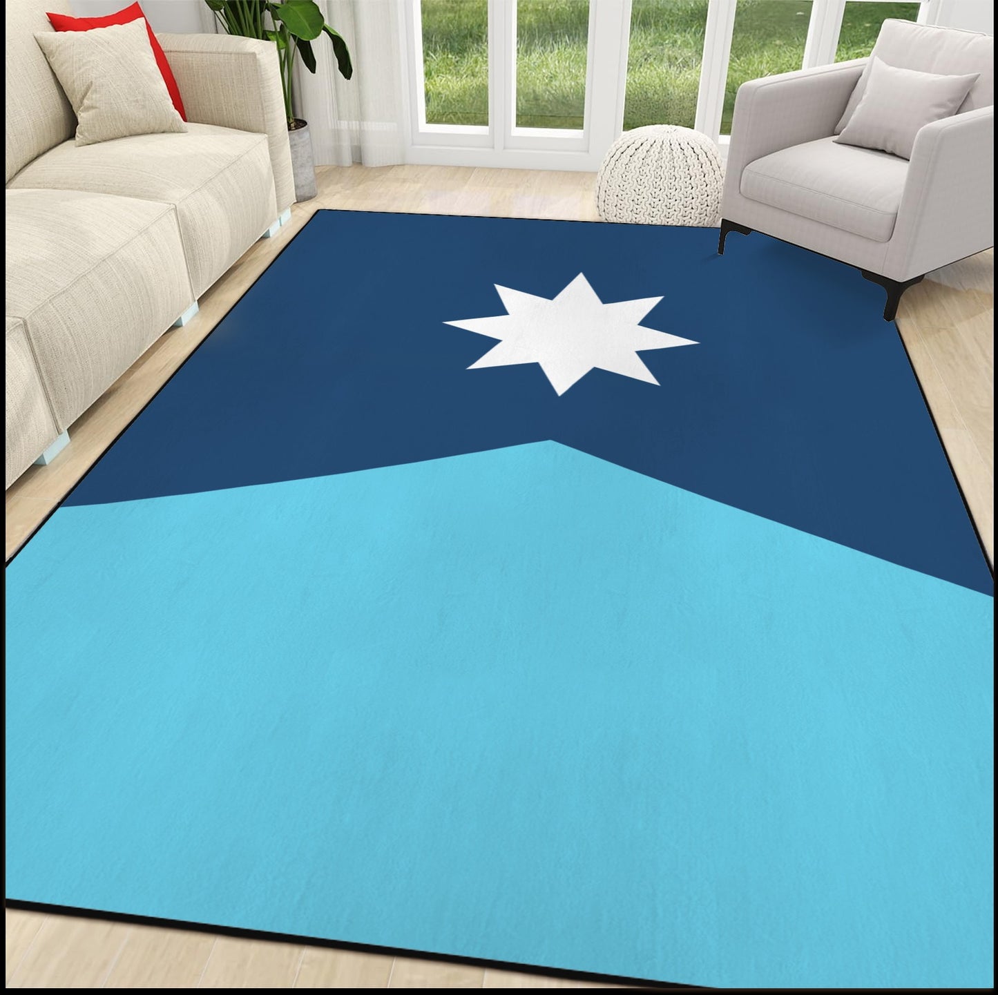 Minnesota Flag Inspired 84x60 Inch Area Rug with Black Binding (Made in the USA)