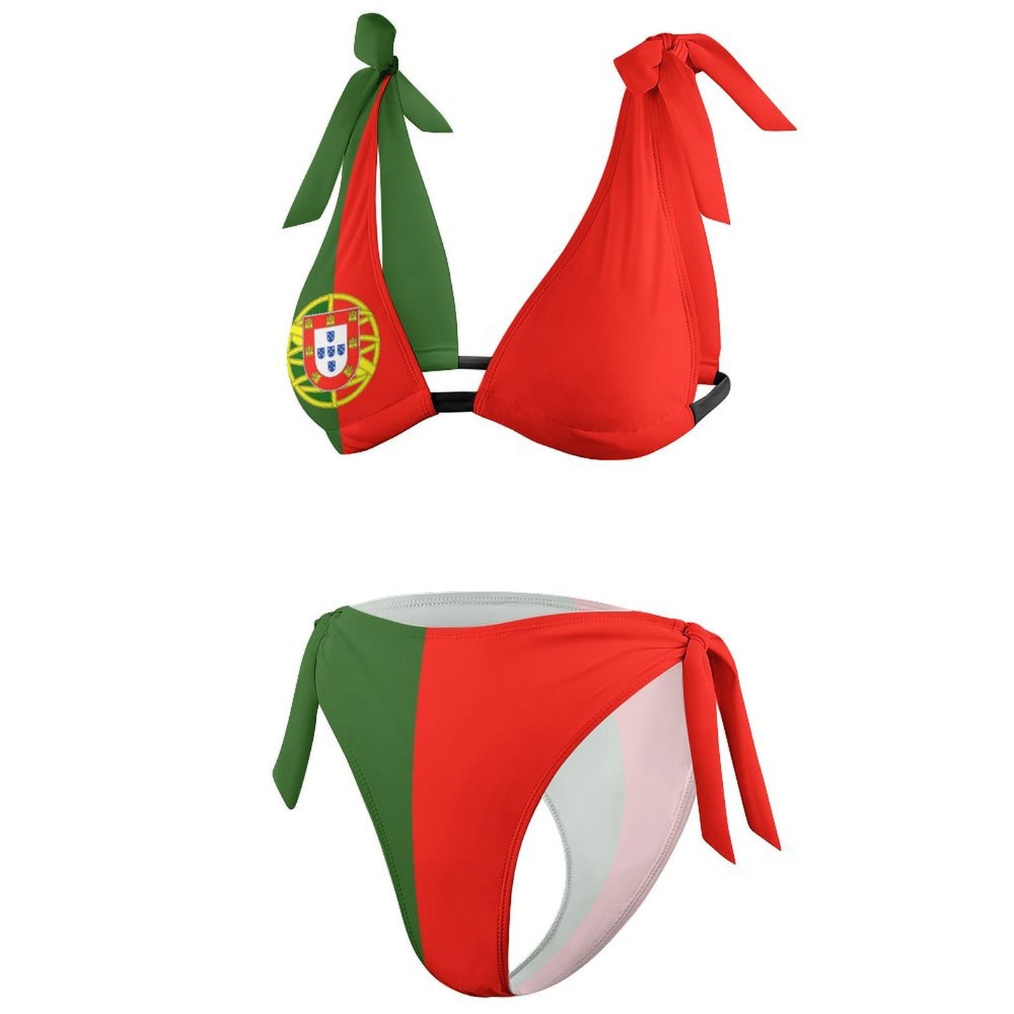Portugal Flag Inspired Tie-Side High-Waist Bikini Set