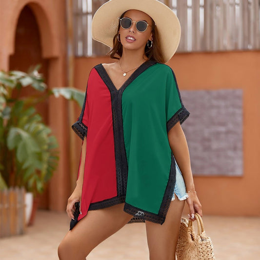 Mexico Flag Inspired Custom Women's Beach Swim Cover Up