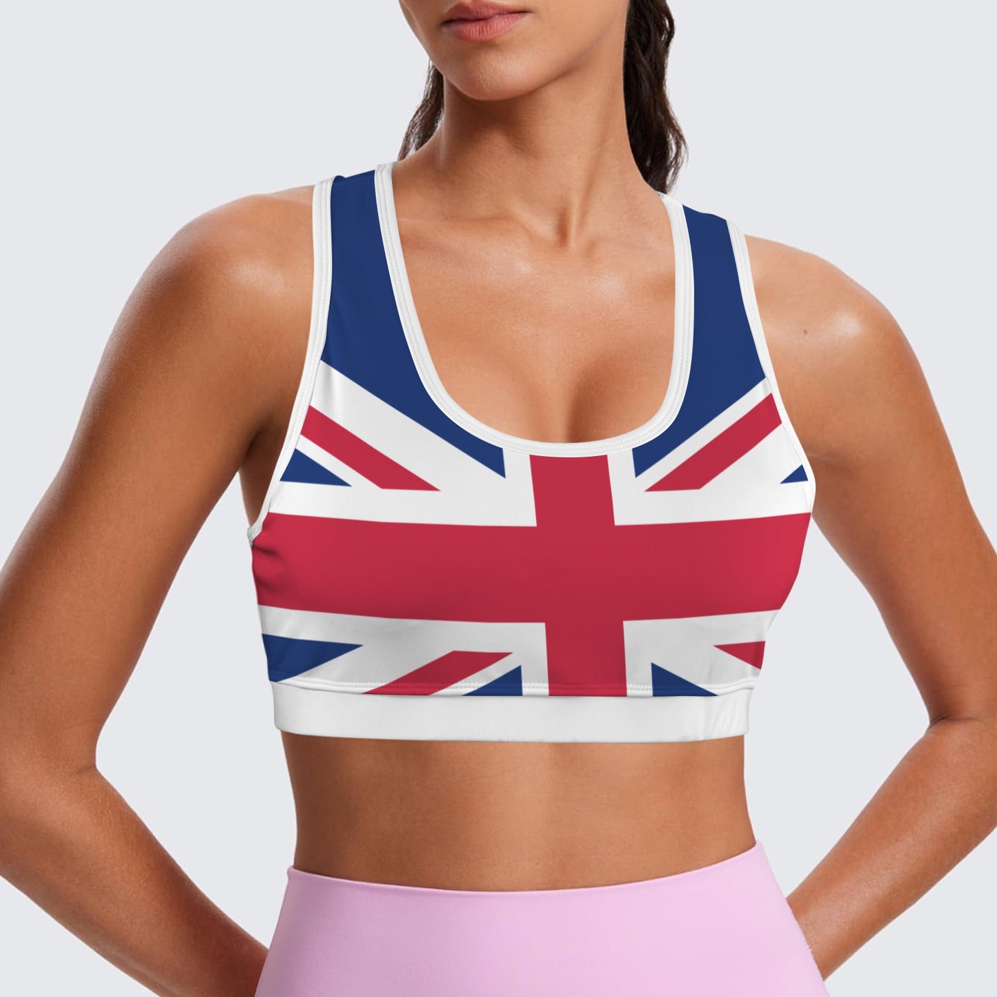 UK/Great Britain Flag Racerback Sports Bra