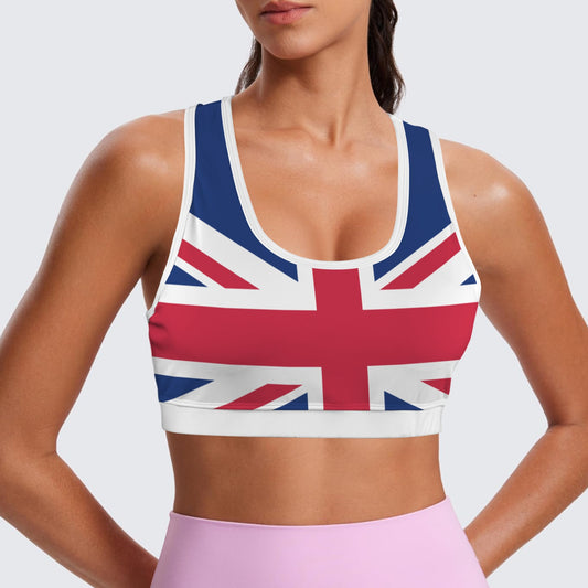 UK/Great Britain Flag Racerback Sports Bra
