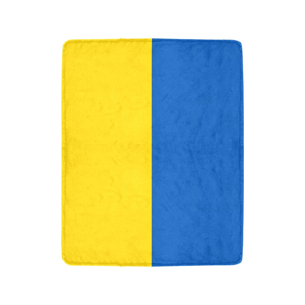 Luv My Flag blanket: vertical yellow and blue design.