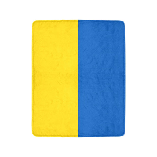 Luv My Flag blanket: vertical yellow and blue design.