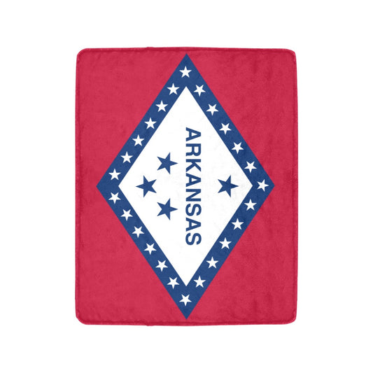Red blanket featuring Arkansas state flag design, Luv My Flag.