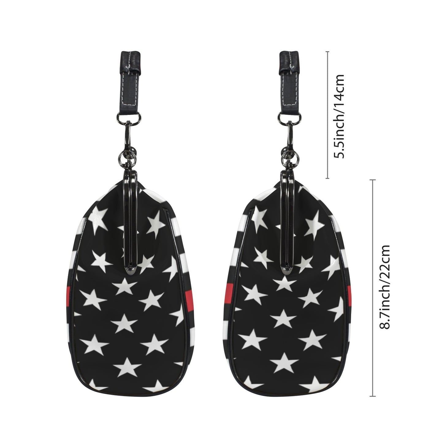 Thin Red Line Flag Inspired Kisslock Crossbody Shoulder Bag