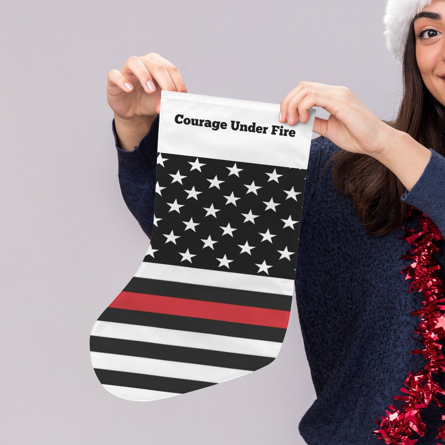 Thin Red Line Flag Christmas Stocking(Made in USA)