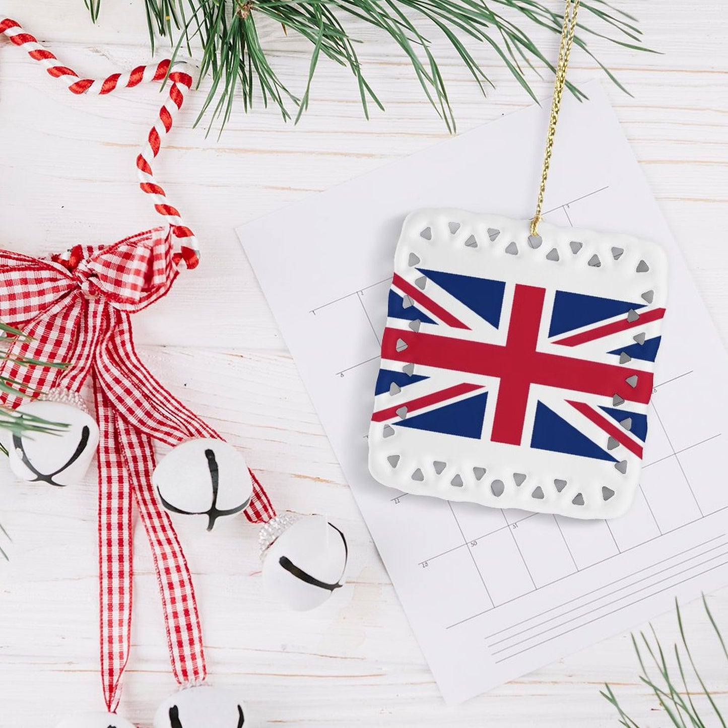UK/Great Britain Flag Inspired Square Ceramic Ornament Made in the USA
