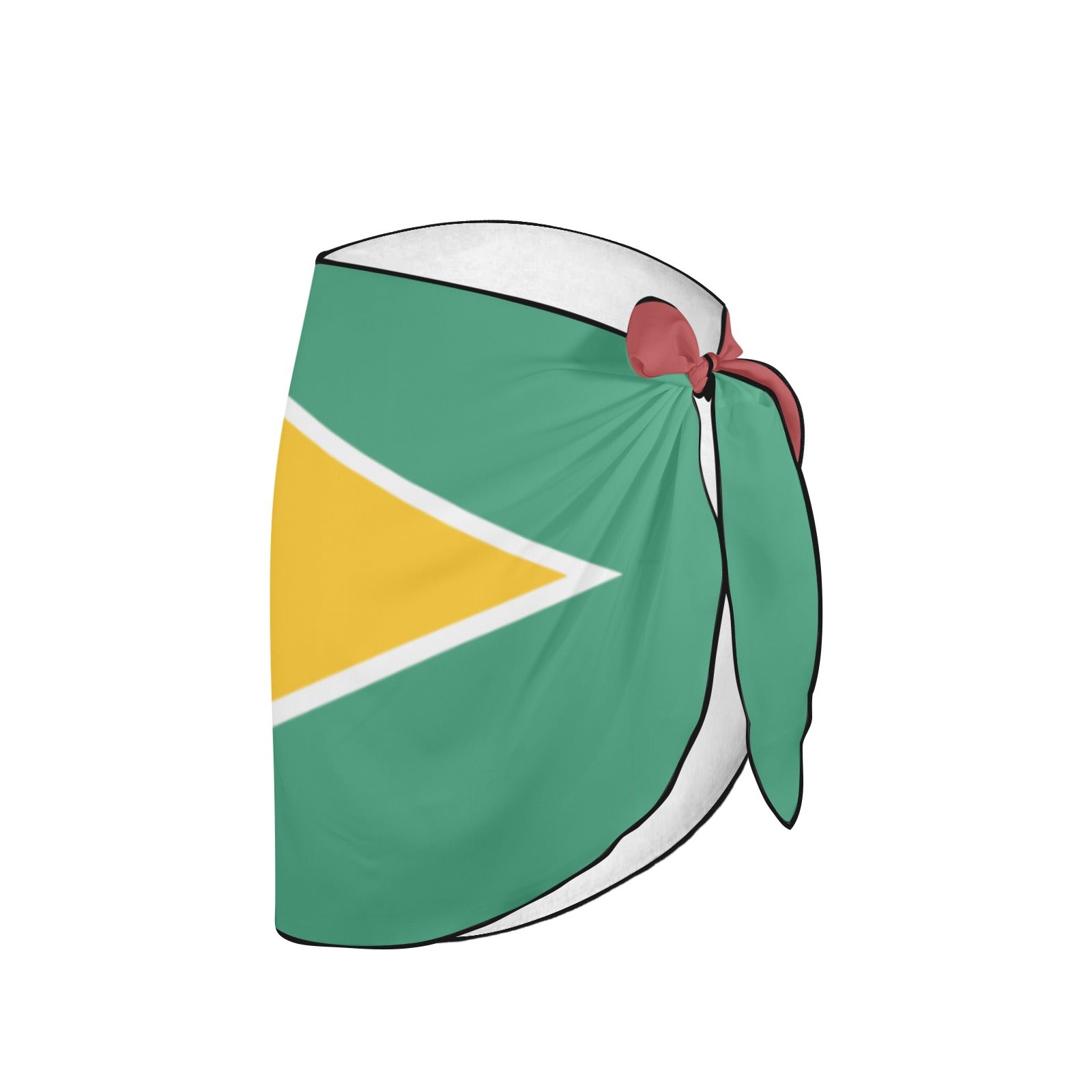 [Brand] sarong with Guyana flag design, featuring tied ends.