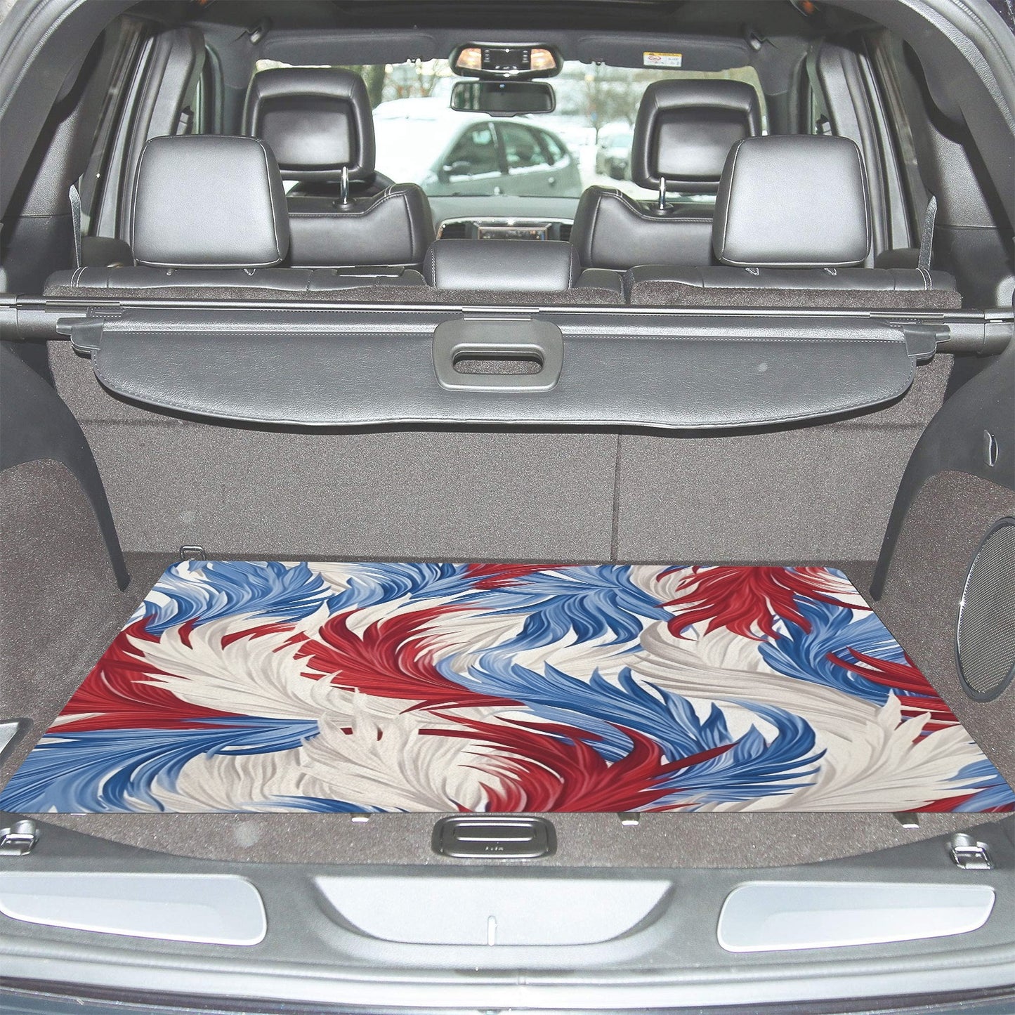 USA/American Flag Inspired Feather Pattern Car Trunk Mat 100 × 75 cm / 39.4 × 30 in Printed in the USA