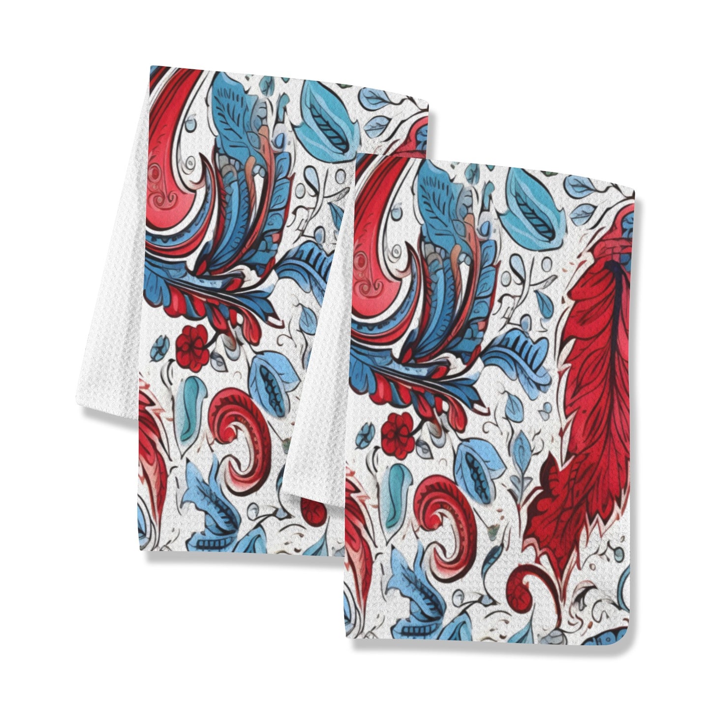 USA/American Flag Inspired Floral Pattern Kitchen Towel 40X60cm (Pack of 2) (Made in the USA)