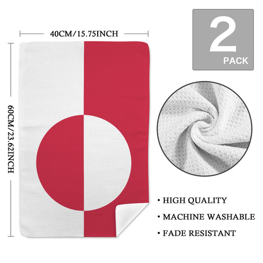 Greenland Flag Inspired Kitchen Towel 40X60cm (Pack of 2) | Printed In the USA