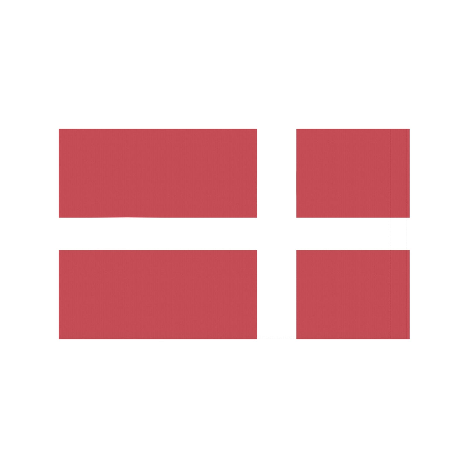 Red Danish flag by Luv My Flag; white cross.