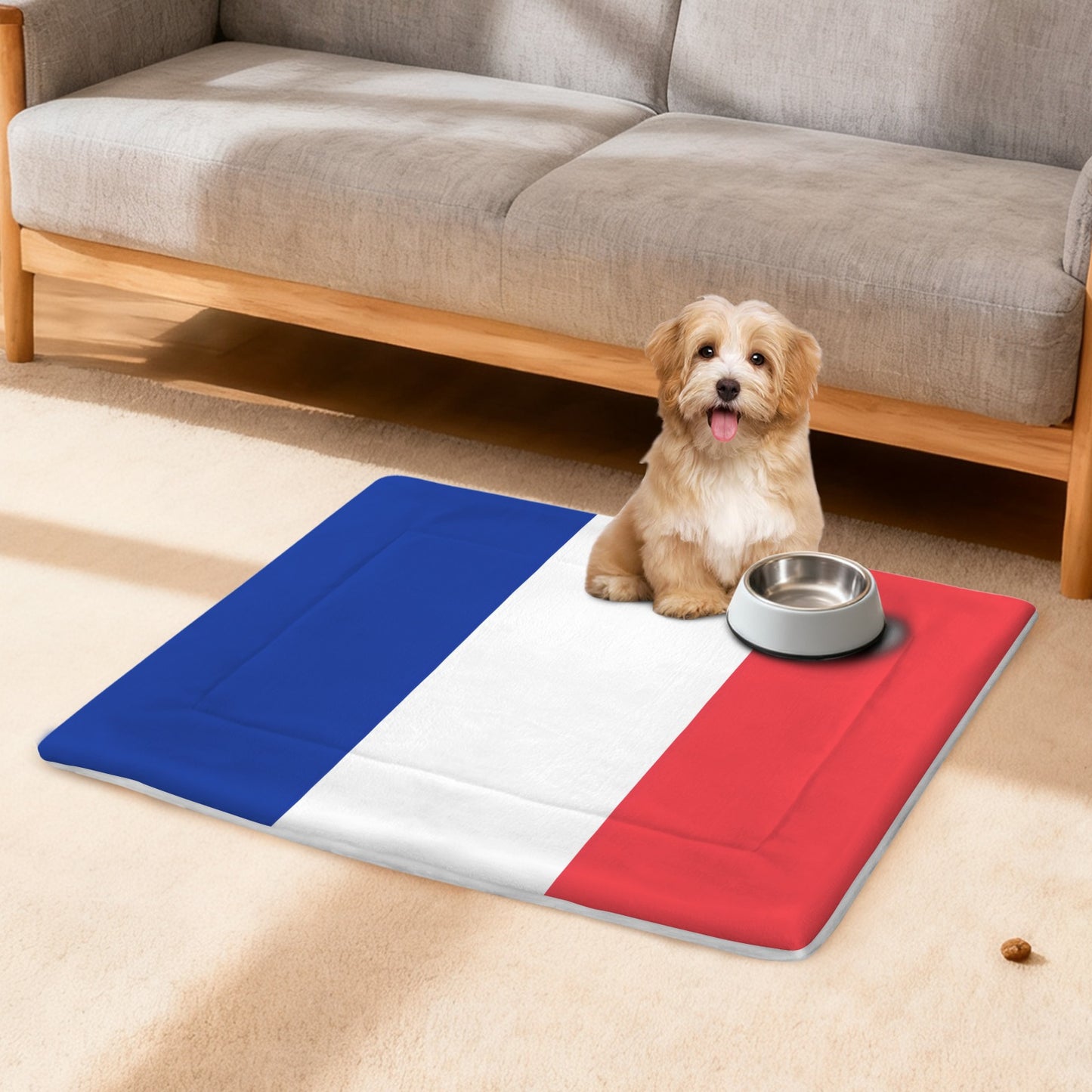 France Flag Inspired Pet Mat 25x18inch (Made in the USA)