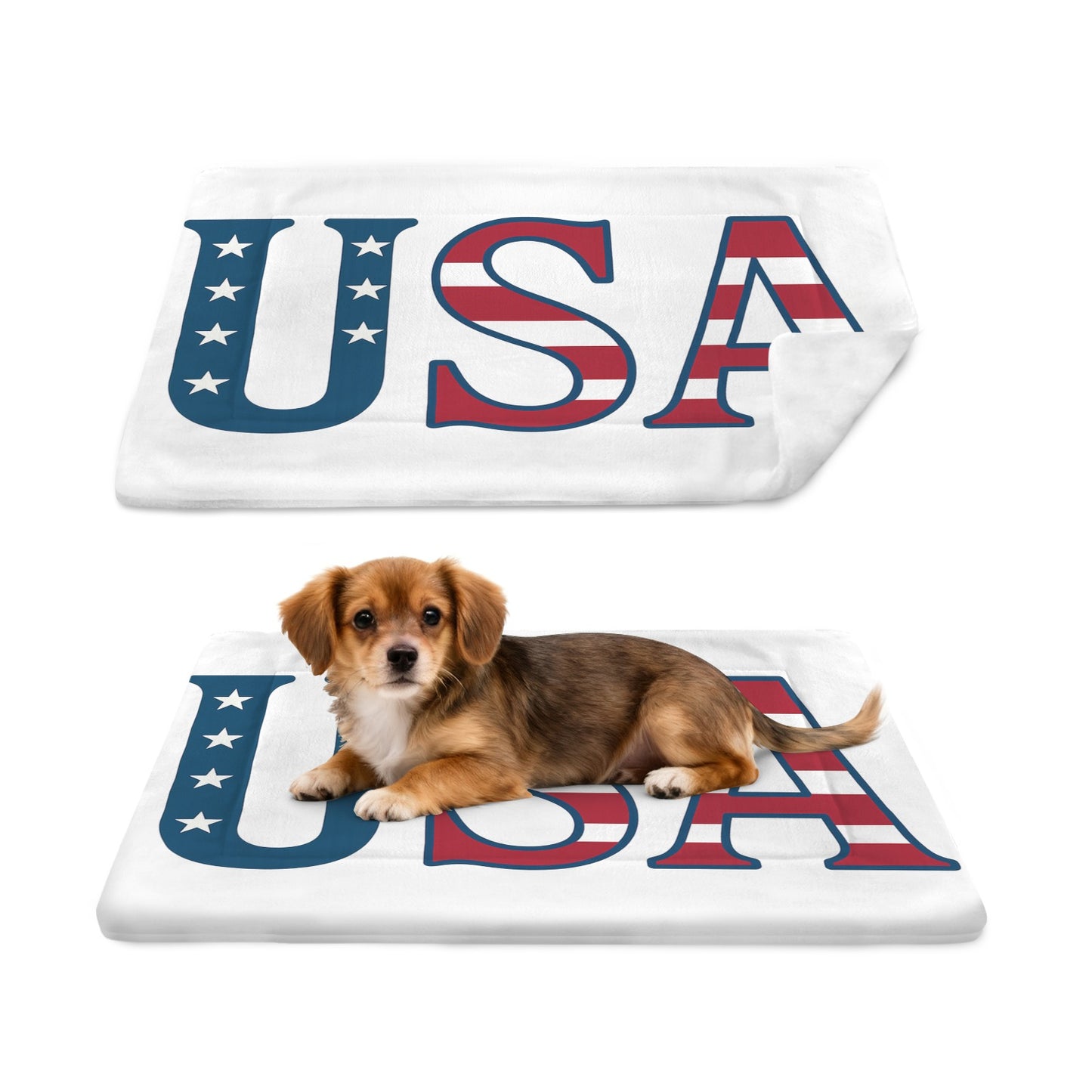 USA/American Flag Inspired "USA" Pet Mat 25x18inch (Made in the USA)