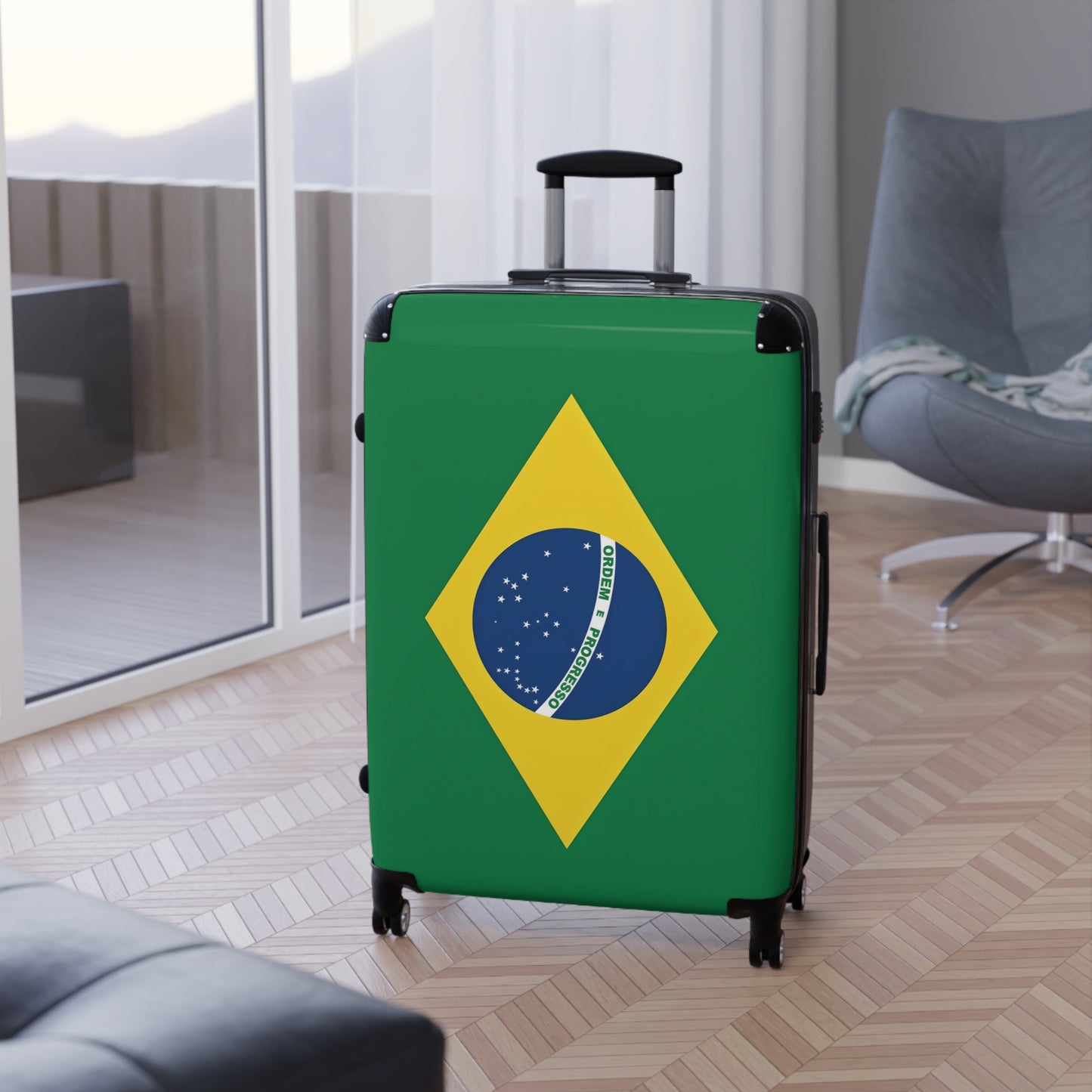 Brazil Flag Inspired Suitcase