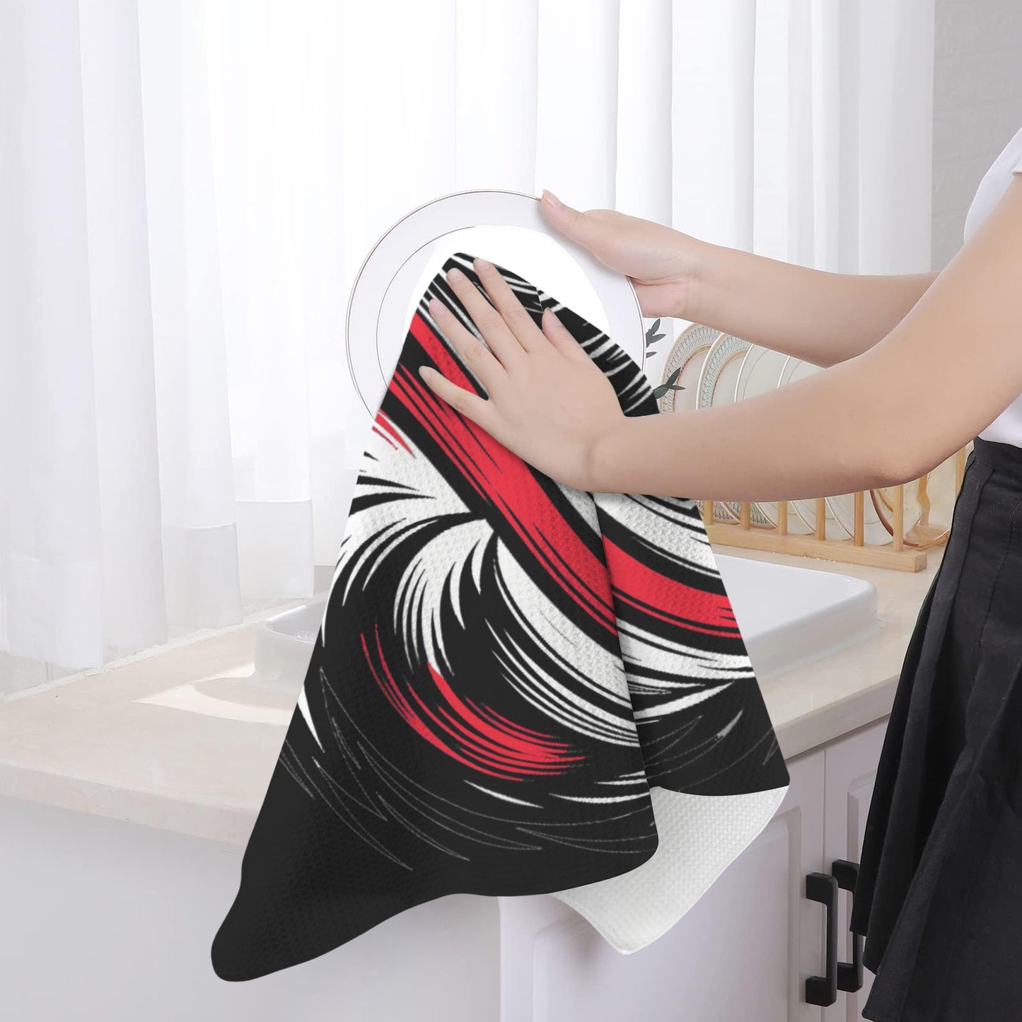 Thin Red Line Flag Inspired Eagle Kitchen Towel 40X60cm (Pack of 2) (Made in the USA)