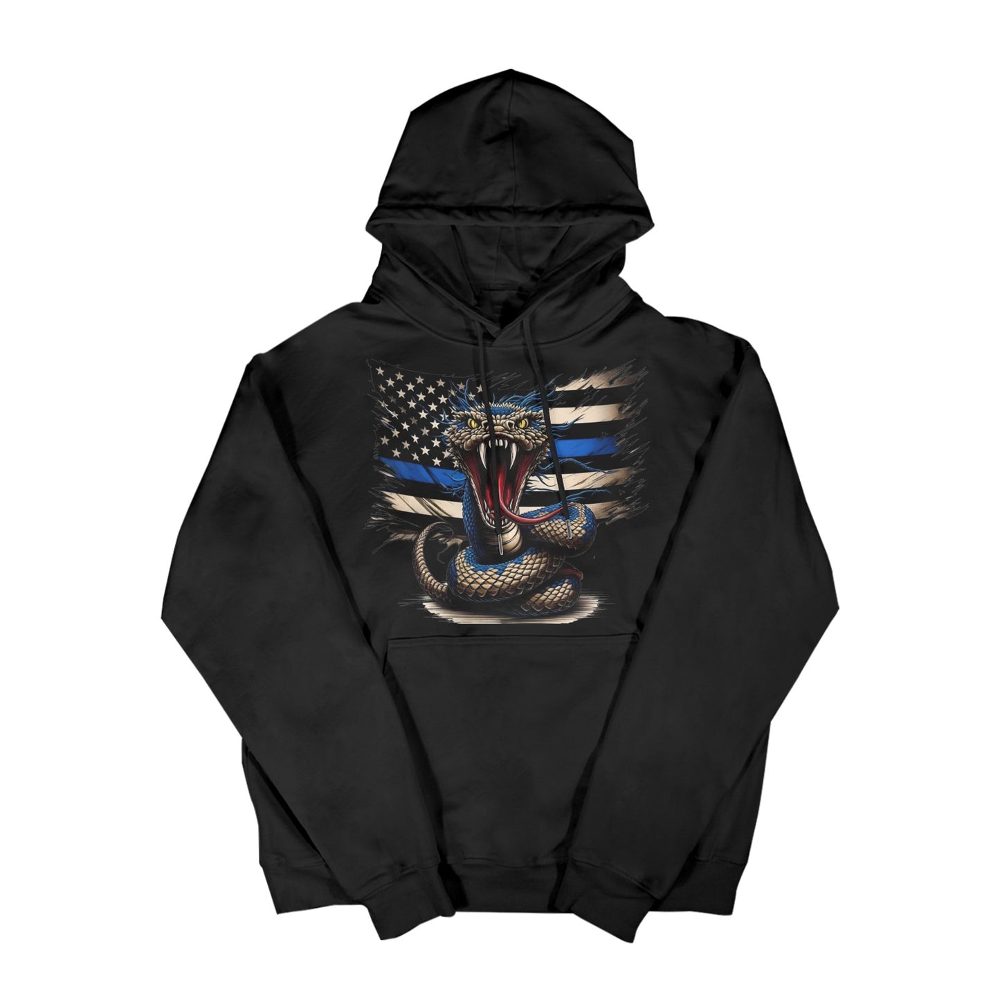 Thin Blue Line Snake Flag Inspired Men's Hoodie (Made in the USA)