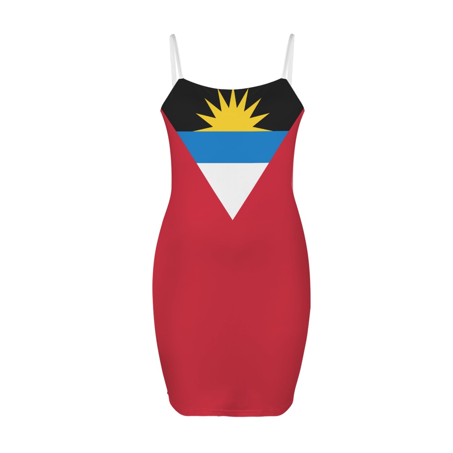 Antigua and Barbuda Flag Inspired Backless Spaghetti Strap Bodycon Dress