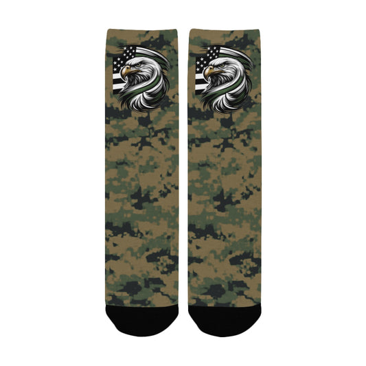 Thin Green Line Flag Inspired Eagle on Digital Camo Women's Custom  Socks | Ships from USA