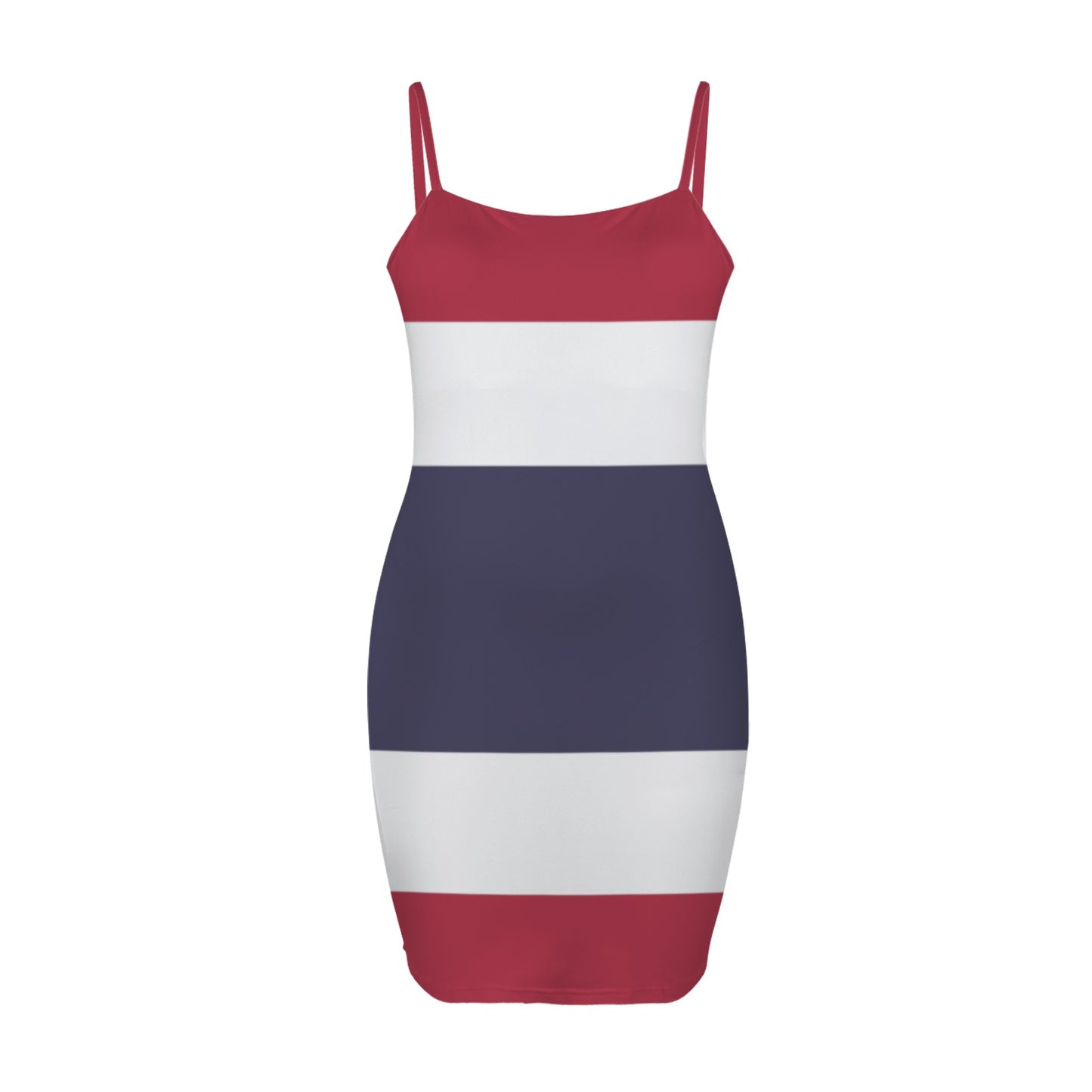 Thailand Flag Inspired Backless Spaghetti Strap Bodycon Dress