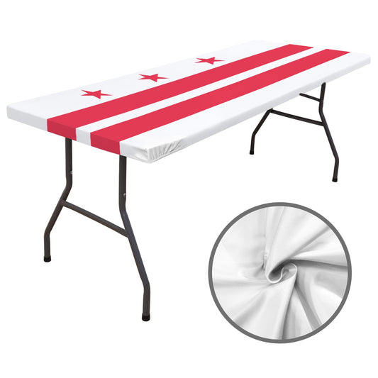 Washington D.C. Flag Inspired Custom Elastic Fitted Tablecloth 72x30 inch (Made in the USA)